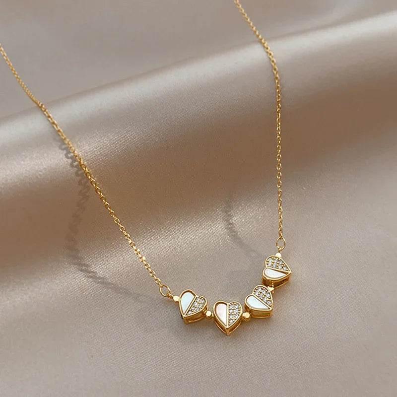 Luxury Four Leaf Clover Pendant Necklace – Crystal Heart Jewelry - ZA-Zola