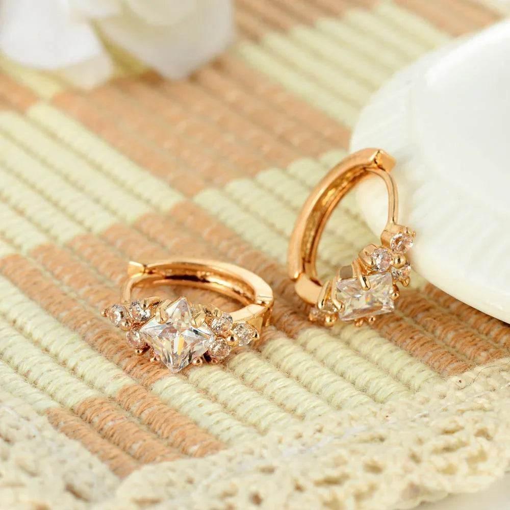 Square Zircon Geometric Earrings – Bold & Elegant - ZA-Zola
