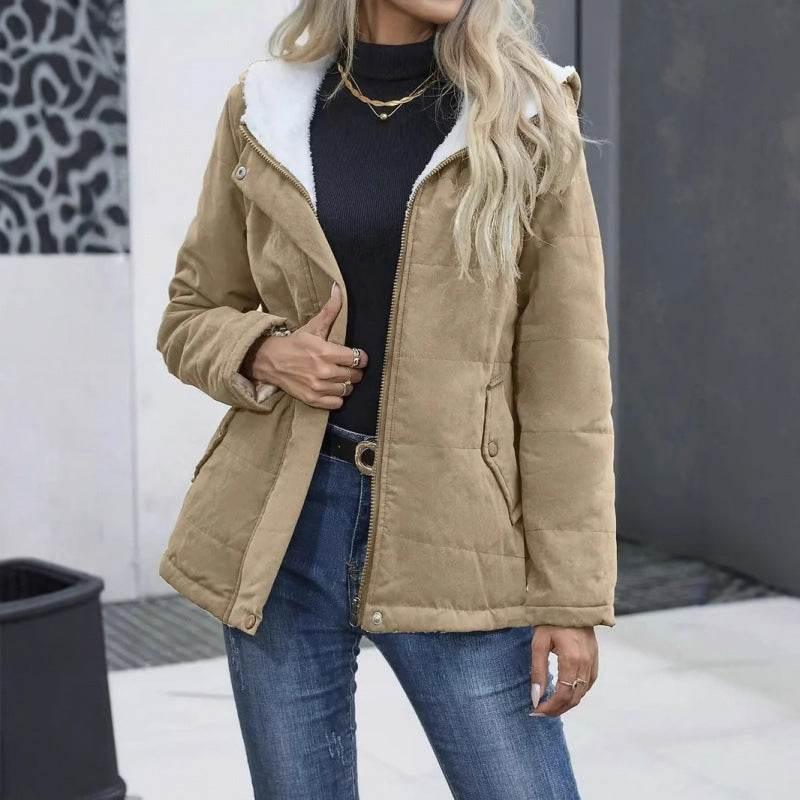 Fleece-lined Hooded Coat – Warm Preppy Winter Cotton Jacket Women - ZA-Zola
