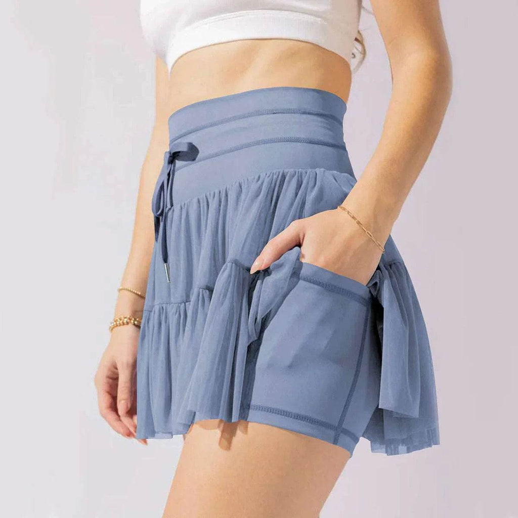 High-Waist Lace-Up Pleated Sports Skirt for Women - ZA-Zola