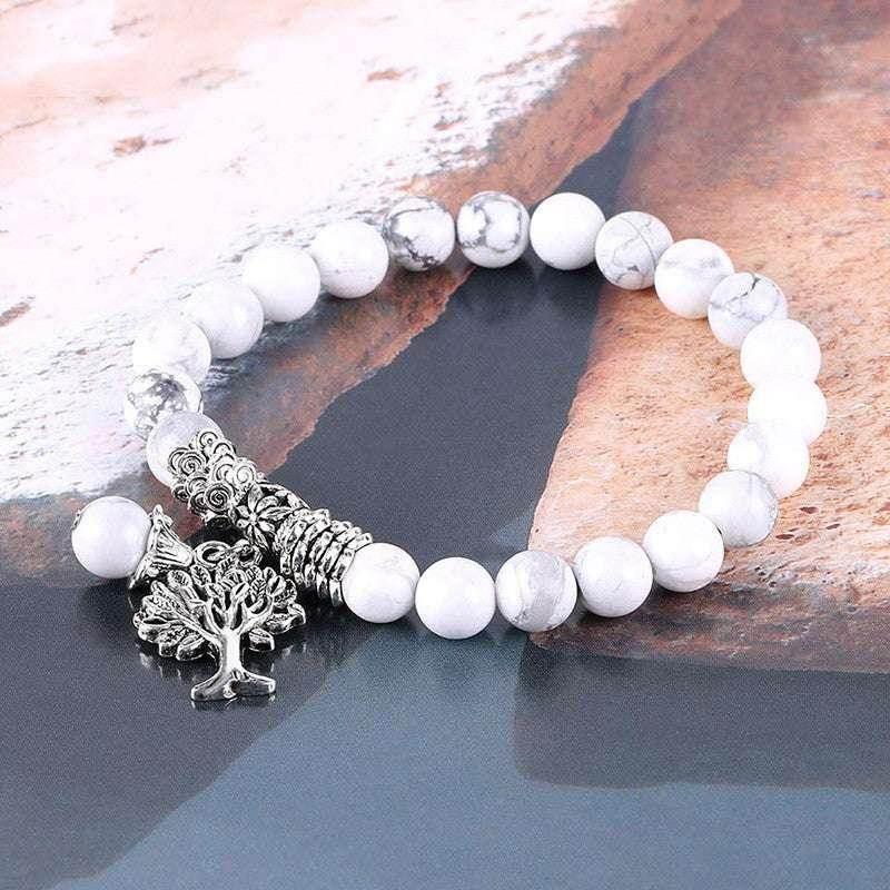 Vintage White Turquoise Bead Bracelet for Women - ZA-Zola