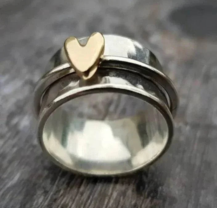 Rotatable Heart Ring – Retro Stress Relief Style - ZA-Zola