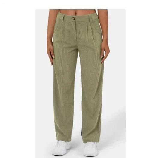 Corduroy Baggy Straight Pants – High Waist Vibe - ZA-Zola
