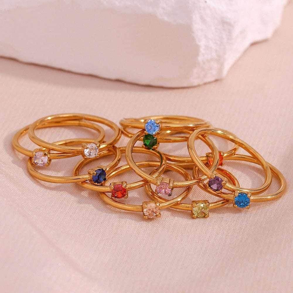 Elegant Light Luxury Zircon Birthday Ring Women - ZA-Zola