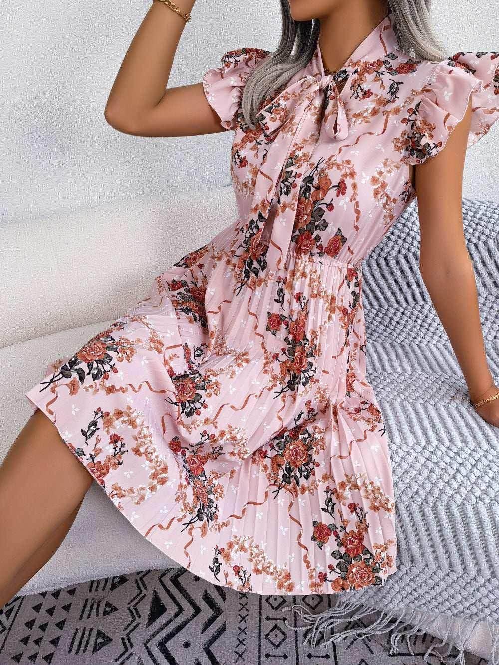 Elegant Floral Pleated Chiffon Skirt – S–XL - ZA-Zola