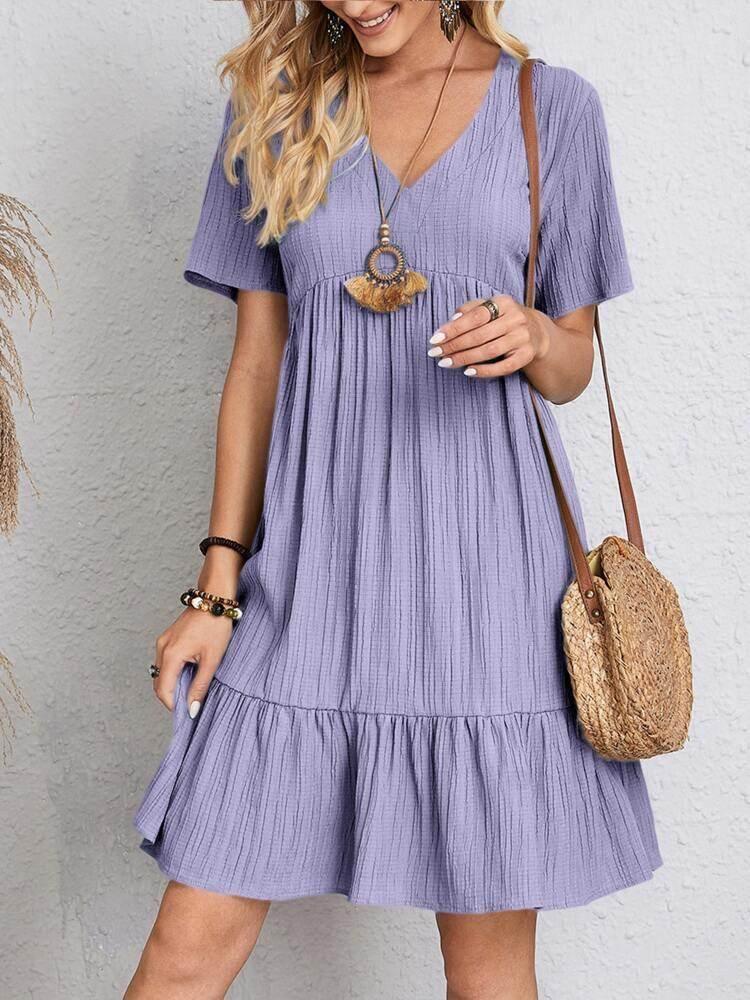 Ruffled V-Neck Summer Dress for Women - ZA-Zola