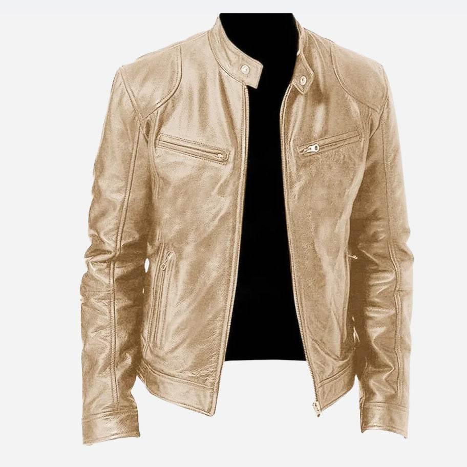 Men's PU Leather Zip-Up Jacket | Fashion Cardigan with Pockets - ZA-Zola