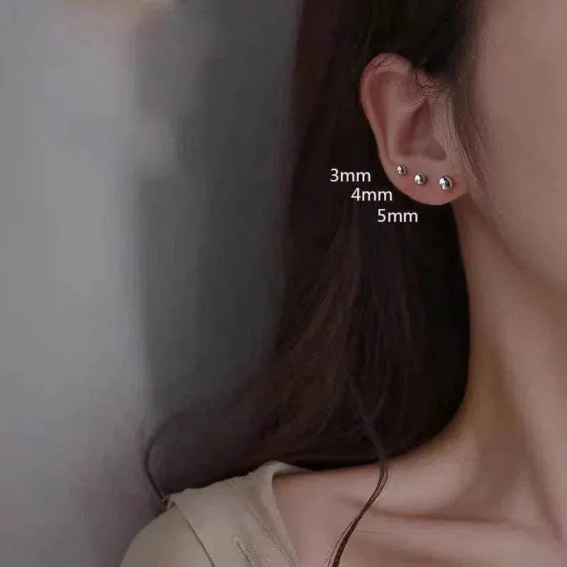 Titanium Steel Double-Sided Ball Stud Earrings – Modern Jewelry - ZA-Zola