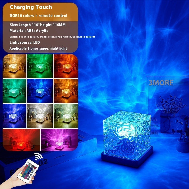 LED Water Ripple Ambient Night Light | RGB Crystal Projection Lamp 
