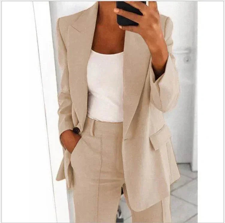 Slim Blazer & Pocket Trousers Set for Women - ZA-Zola