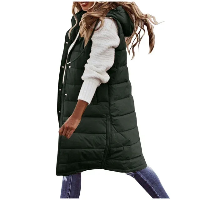 Women Sleeveless Down Jacket – Long Winter Puffer Coat - ZA-Zola