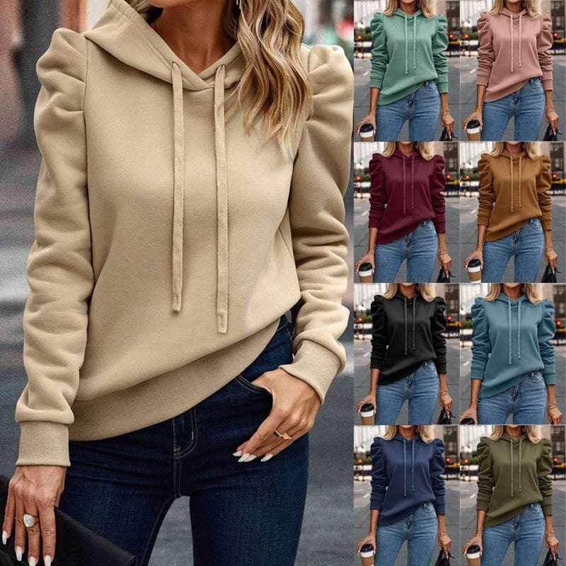 Solid Color Long Sleeve Casual Pullover Top - ZA-Zola