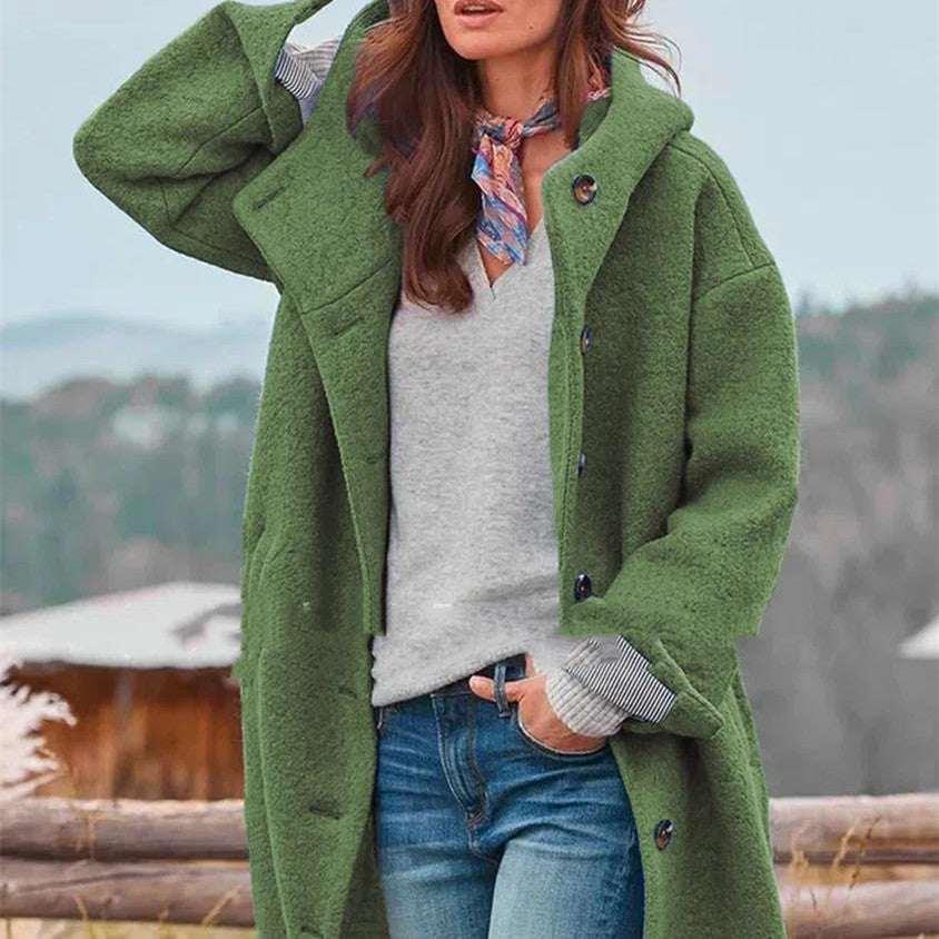 Women Tweed Trench Coat Thickened Medium Length - ZA-Zola