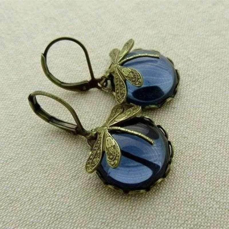 Boho Dragonfly Moonstone Drop Earrings Women - ZA-Zola