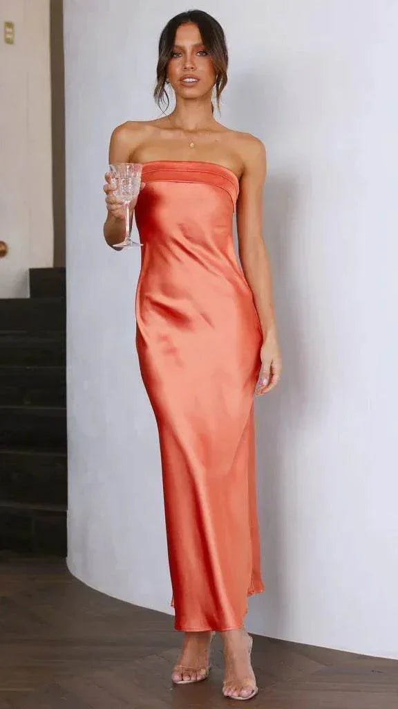 Summer Tube Top Long Dress with Backless Floral Print - ZA-Zola