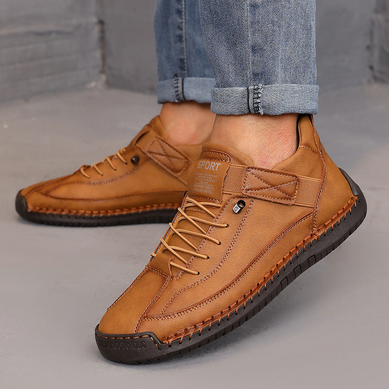 Men’s Leather Casual Outdoor Boots Large Size Lace Up Shoes