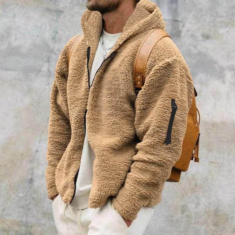 Plush Hooded Jacket – Men's Double-Sided Fleece Warm Coat - ZA-Zola