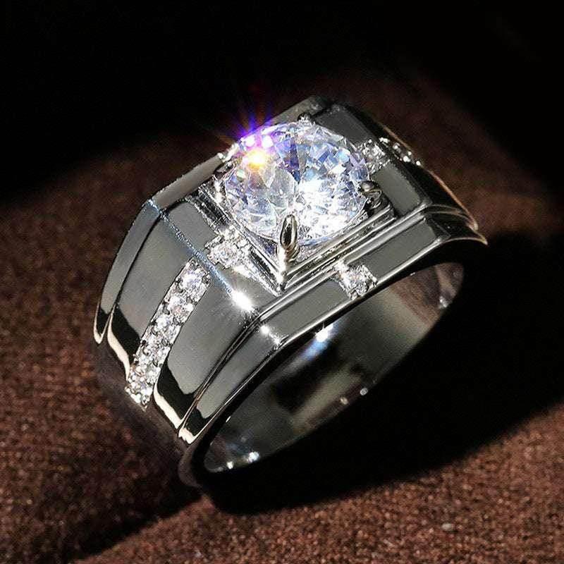Yellow Gold Fashion Diamond Business Men’s Ring - ZA-Zola