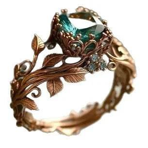 Rose Gold Blue Crystal Branch Ring - ZA-Zola