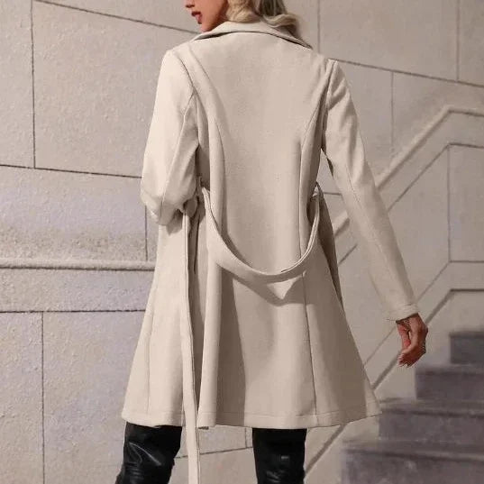 Women Woolen Coat – Lace-Up Slim Fit Style - ZA-Zola