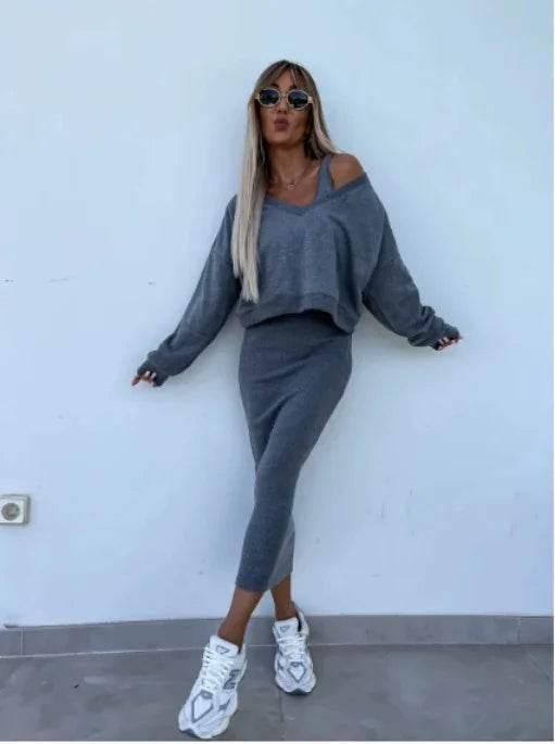 Sweater & Vest Skirt Set – Layered Chic Vibe - ZA-Zola