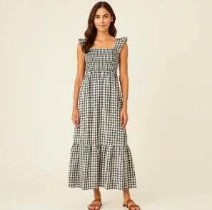 Plaid Pleated A-Line Ruffle Dress – Summer Swing - ZA-Zola