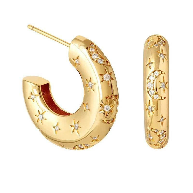 Star & Moon Stud Earrings – Celestial INS Style - ZA-Zola