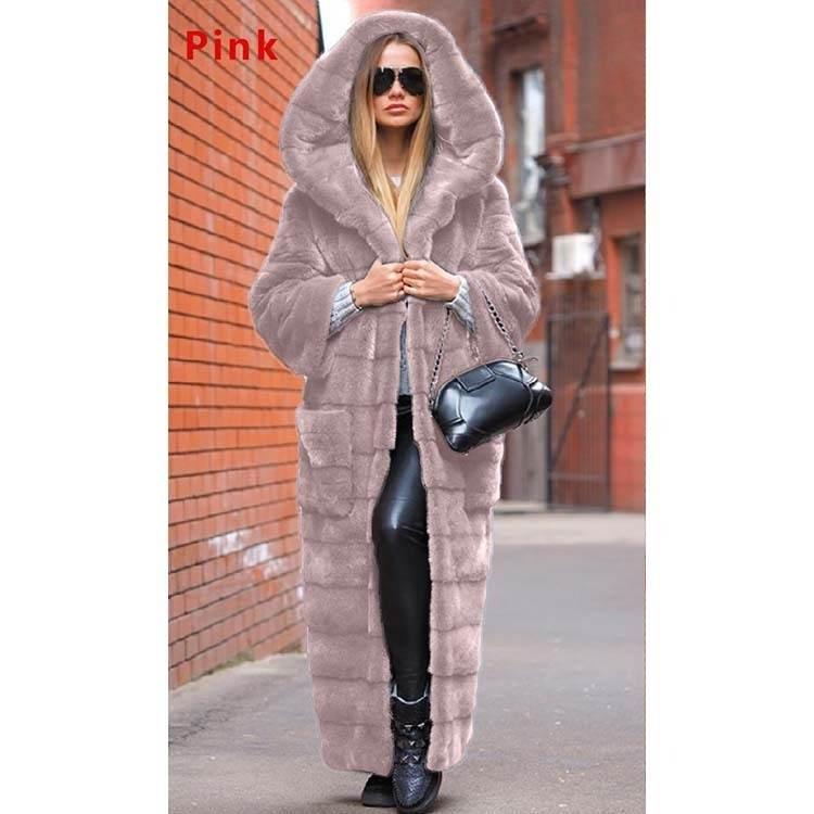 Long Plush Women's Coat – Thickened Faux Fur Winter Jacket - ZA-Zola