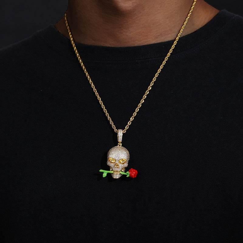 ZA-Zola Luminous Rose Skull Pendant Necklace - ZA-Zola