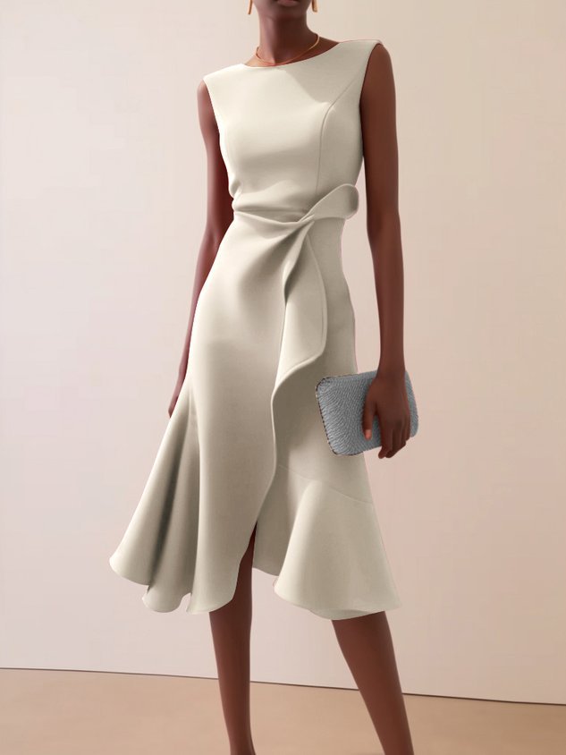 Women’s Sleeveless Round Neck Temperament Long Dress