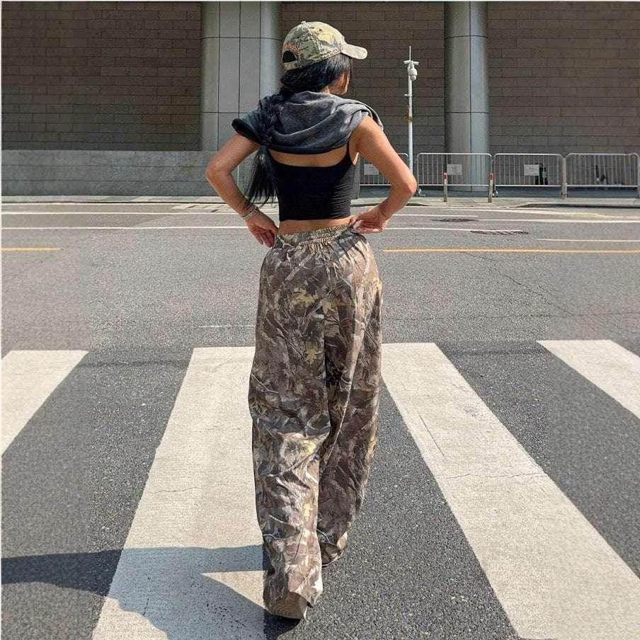 Women’s Y2K Camo Cargo Pants with Pockets - ZA-Zola