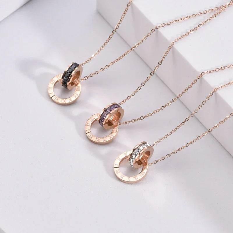 Roman Numeral Diamond Pendant Necklace Women - ZA-Zola
