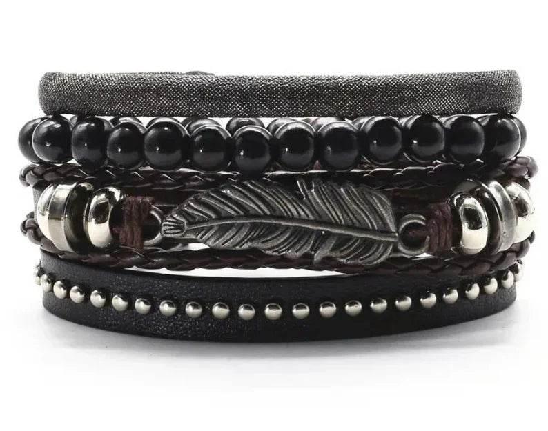 Men’s Vintage Braided Leather Bracelet - ZA-Zola