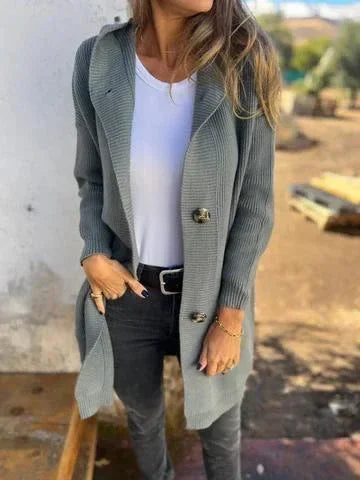 Mid Length Sweater Cardigan Women With Pockets - ZA-Zola