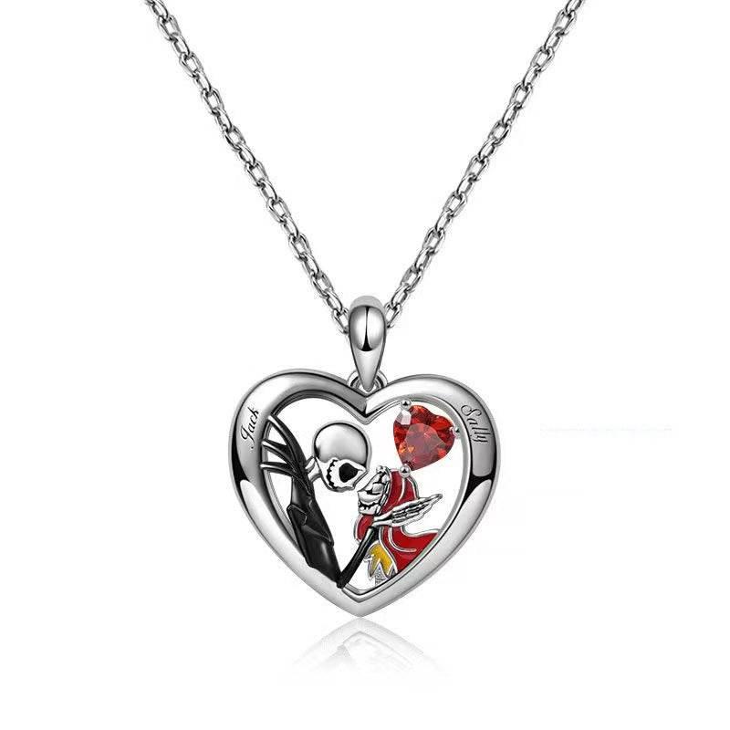 ZA-Zola Heart Skull Rhinestone Necklace - ZA-Zola