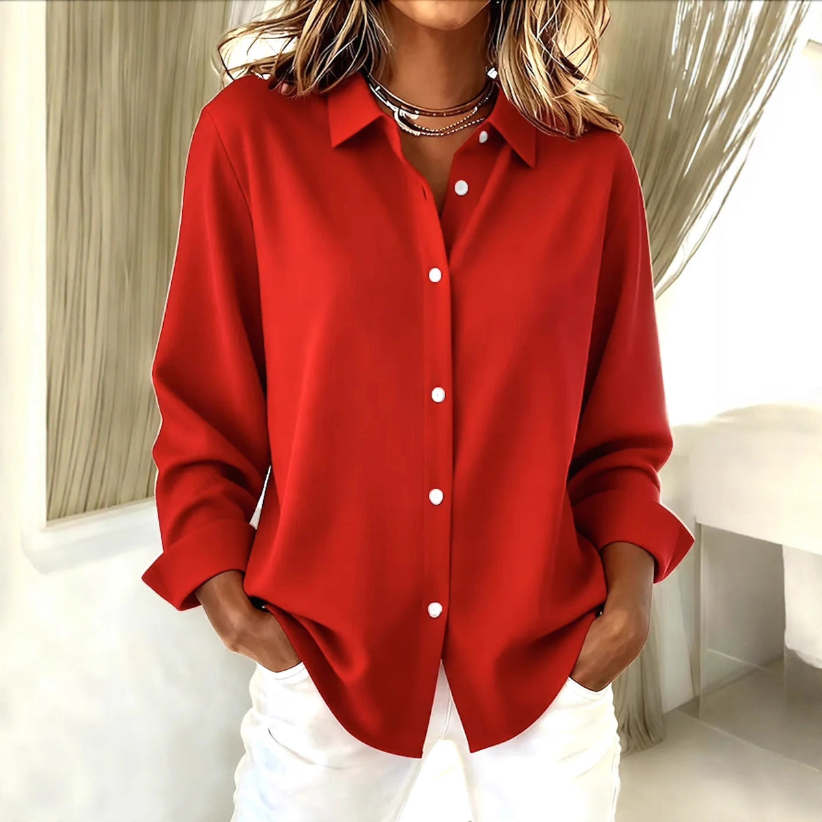 Women’s Plaid Button Up Shirt | Long Sleeve Top