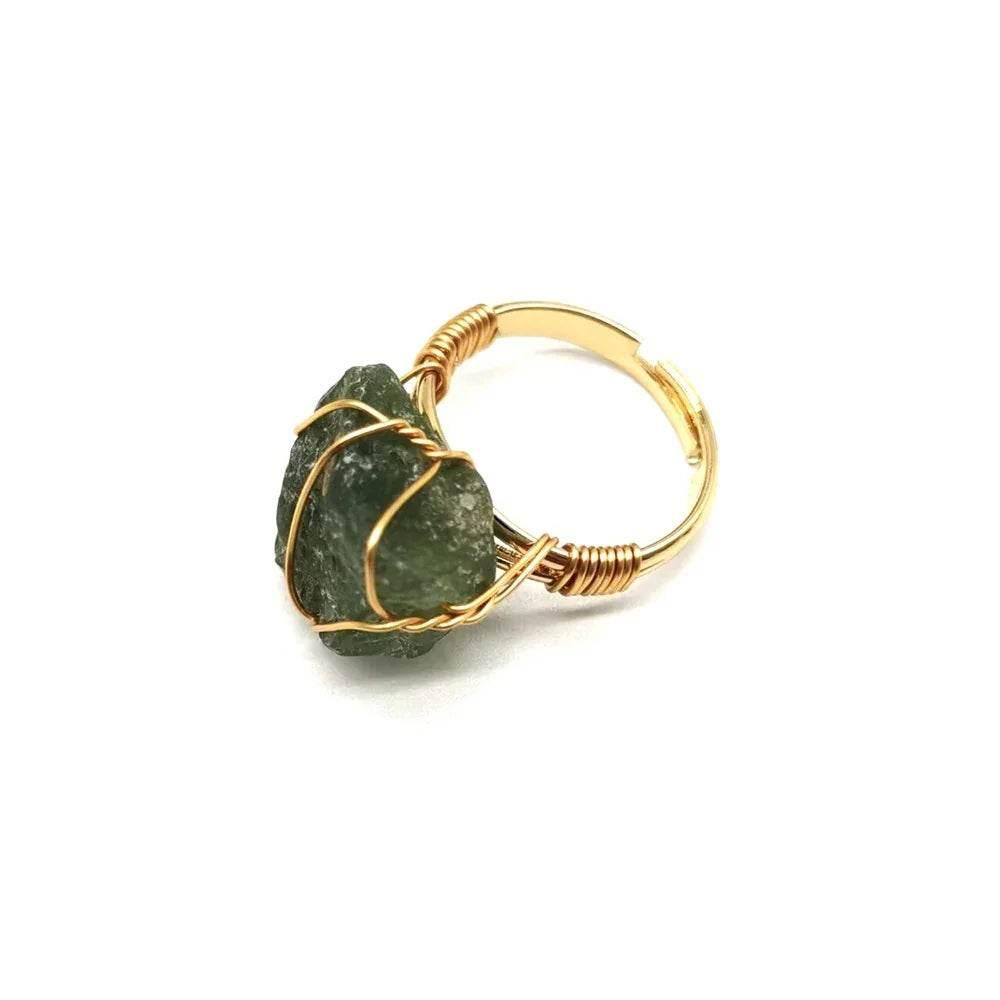 Adjustable Rough Stone Agate Ring – Handmade Style - ZA-Zola