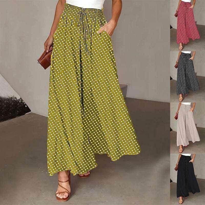 Women’s Polka Dot Wide-Leg Pants with Pockets - ZA-Zola