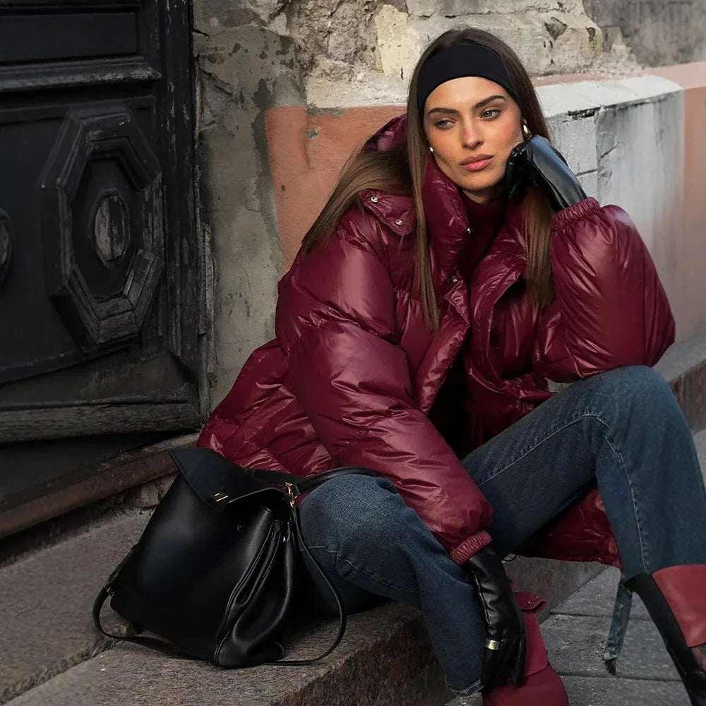 Women Hooded Cotton Jacket – Warm Stand Collar Commuter Coat - ZA-Zola