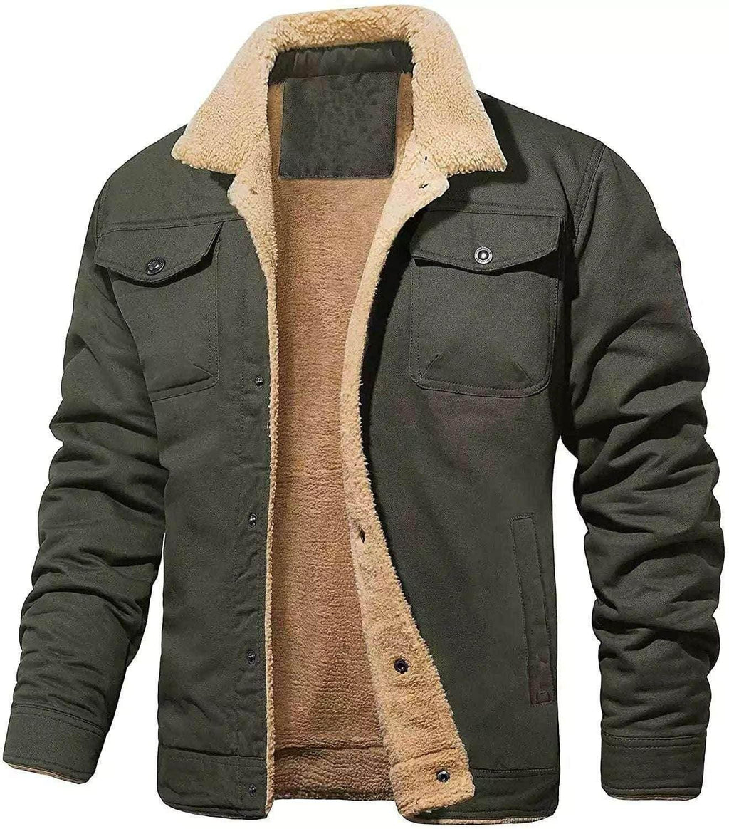Men's Hooded Fleece-Lined Jacket - Mid-Length Overalls - ZA-Zola