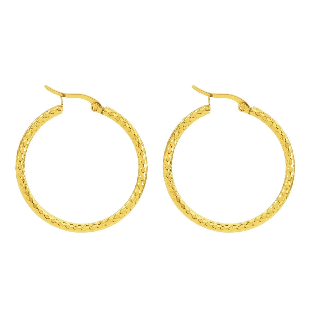 18K Gold-Plated Round Emboss Earrings for Women - ZA-Zola
