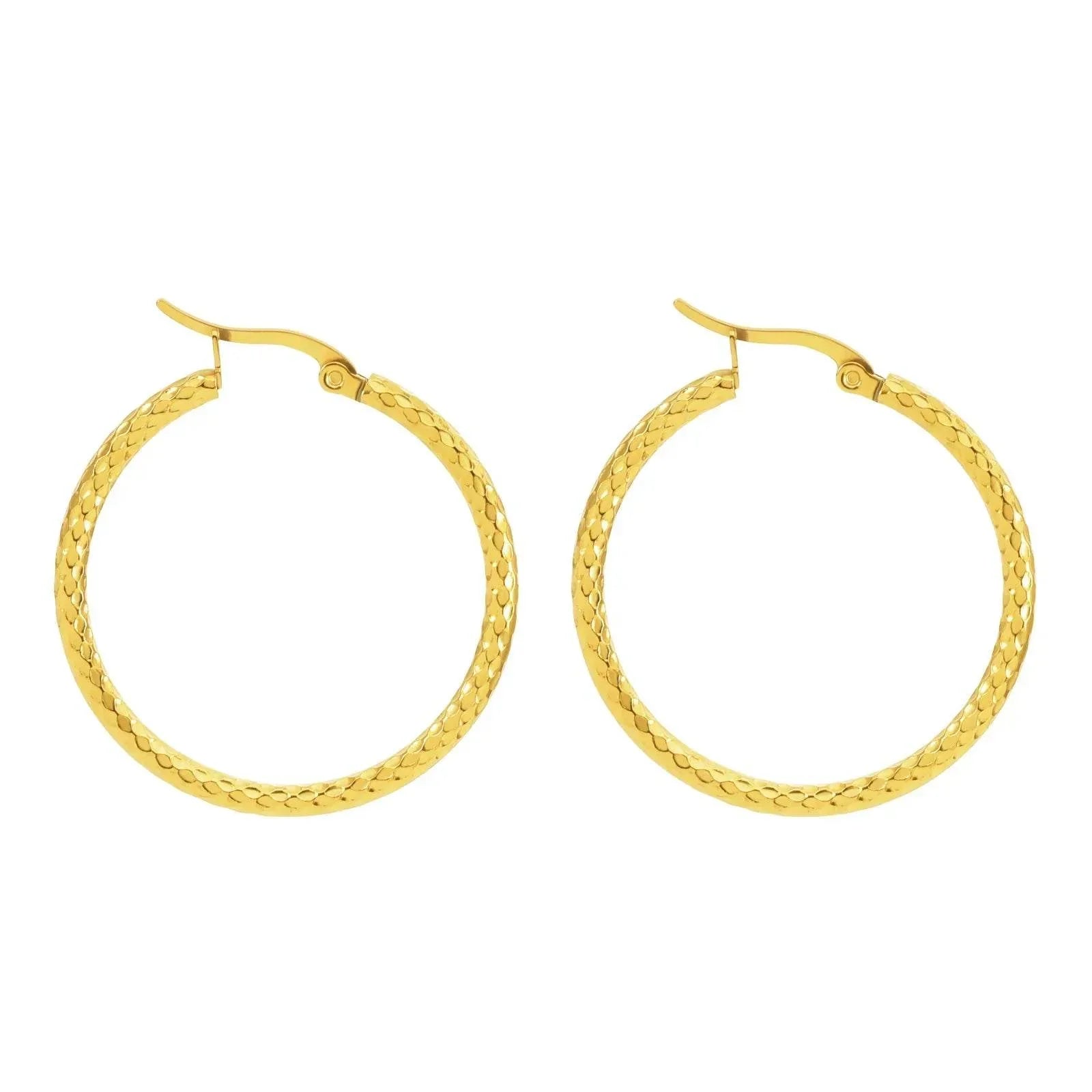 18K Gold-Plated Round Emboss Earrings for Women - ZA-Zola