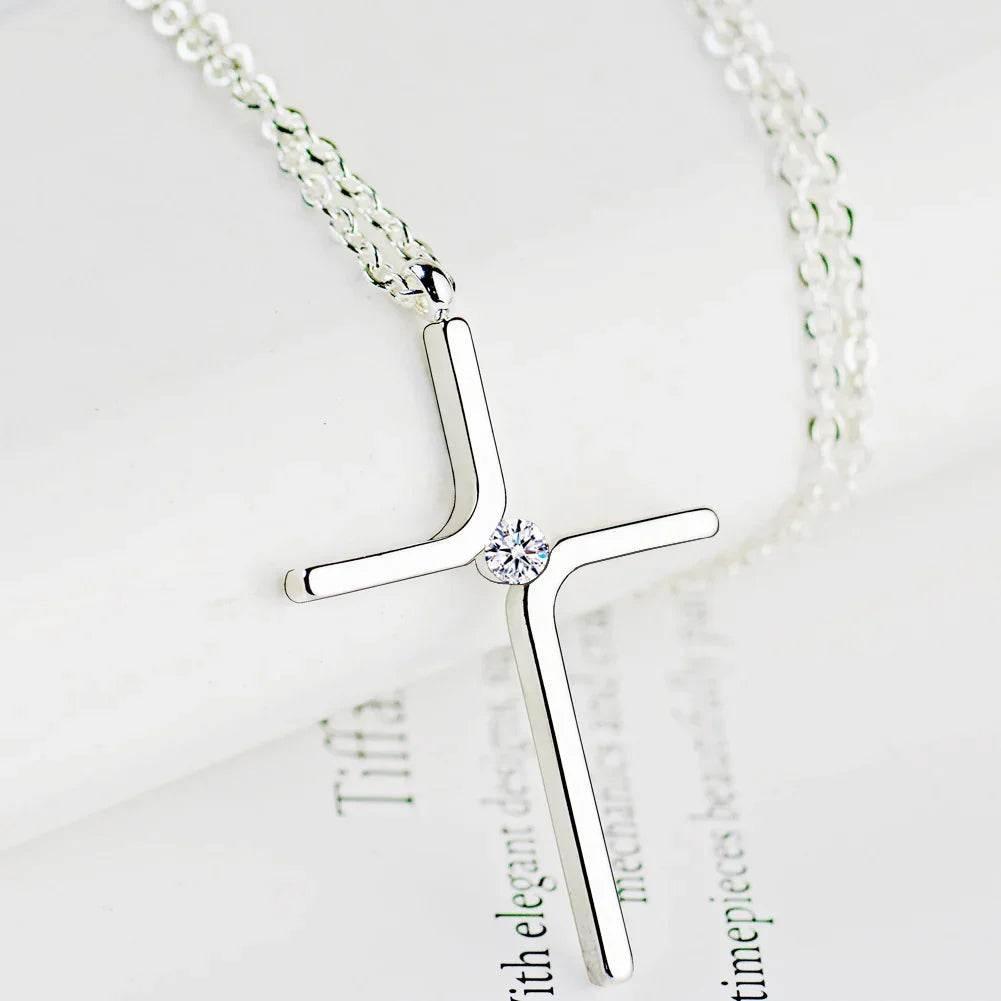 Simple Titanium Cross Pendant Necklace – Women - ZA-Zola