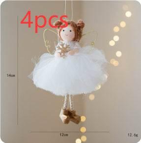 Christmas Angel Girl Pendant White Tulle Skirt & Golden Wings - ZA-Zola