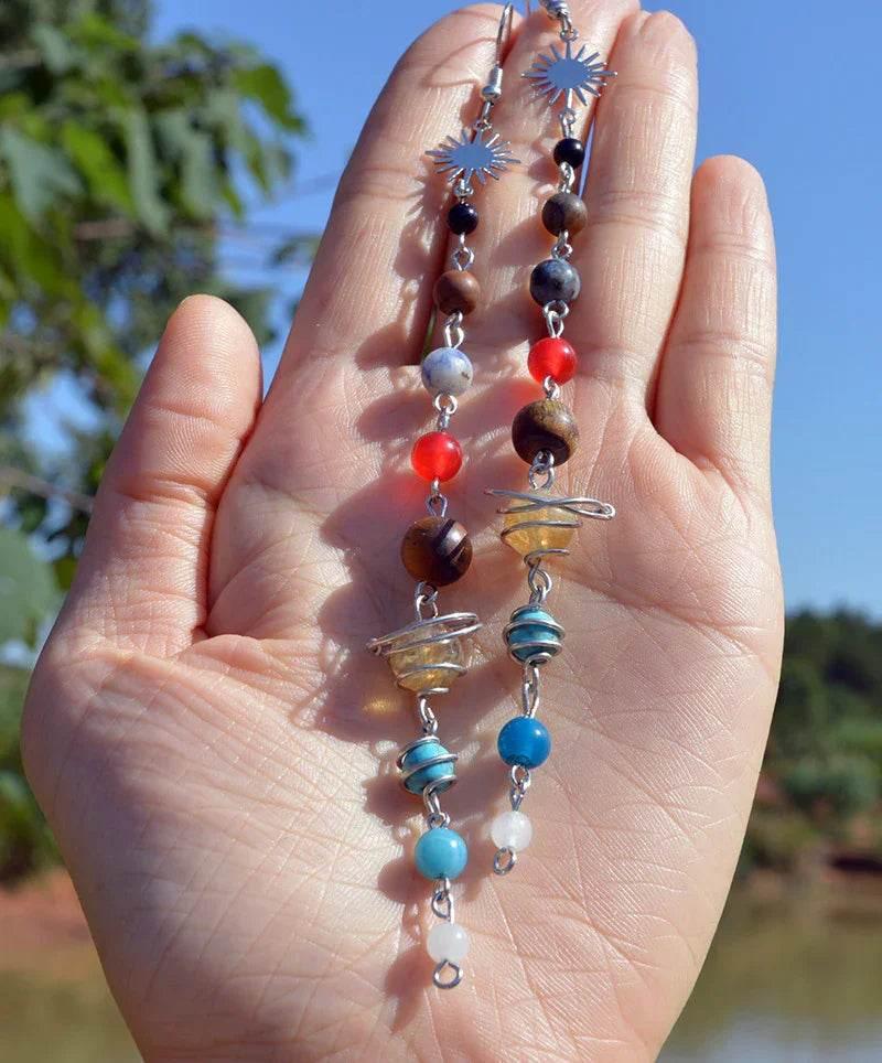 Handmade Earth & Saturn Earrings - Unique Cosmic Jewelry - ZA-Zola