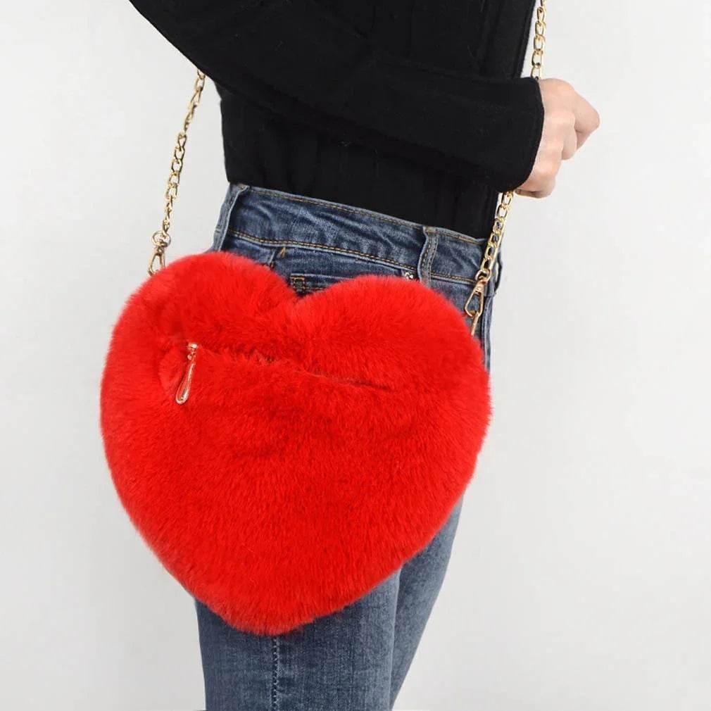 Heart Plush Chain Shoulder Bag | Valentine's Day Gift - ZA-Zola