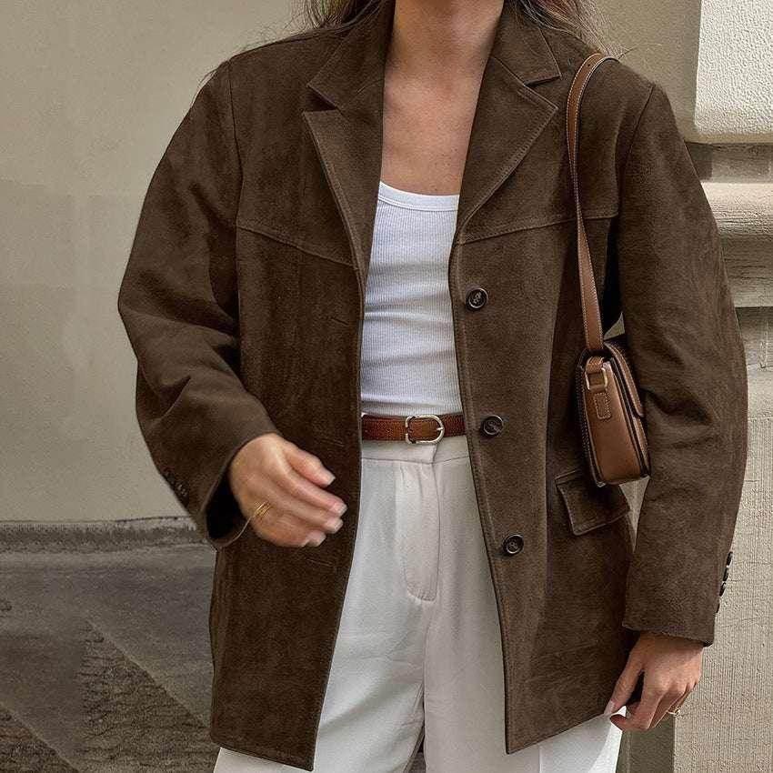 Brushed Velvet Suede Jacket for Women - ZA-Zola