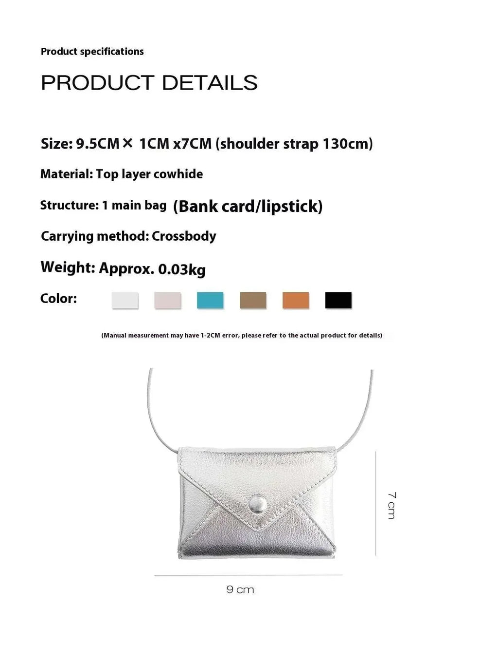 Leather Mini Crossbody Bag – Cowhide Envelope Card Bag - ZA-Zola