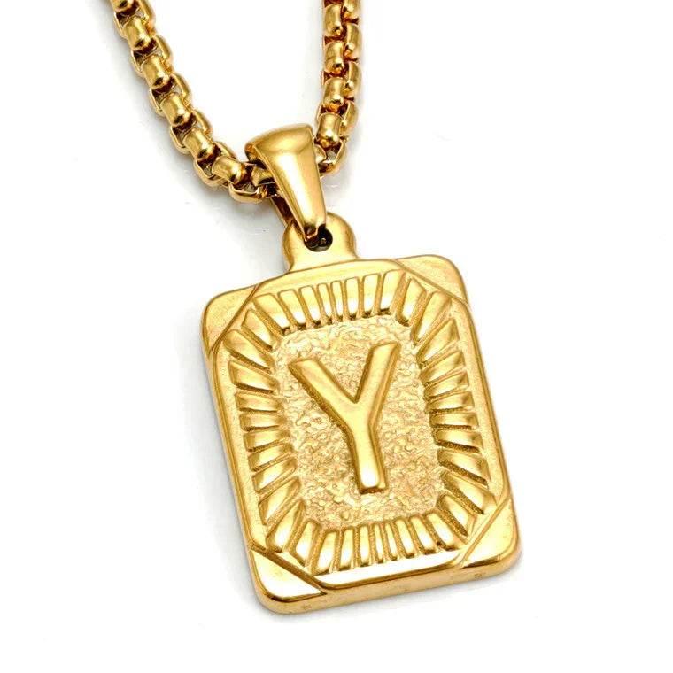 18K Gold Letter Pendant Pearl Chain Necklace - ZA-Zola
