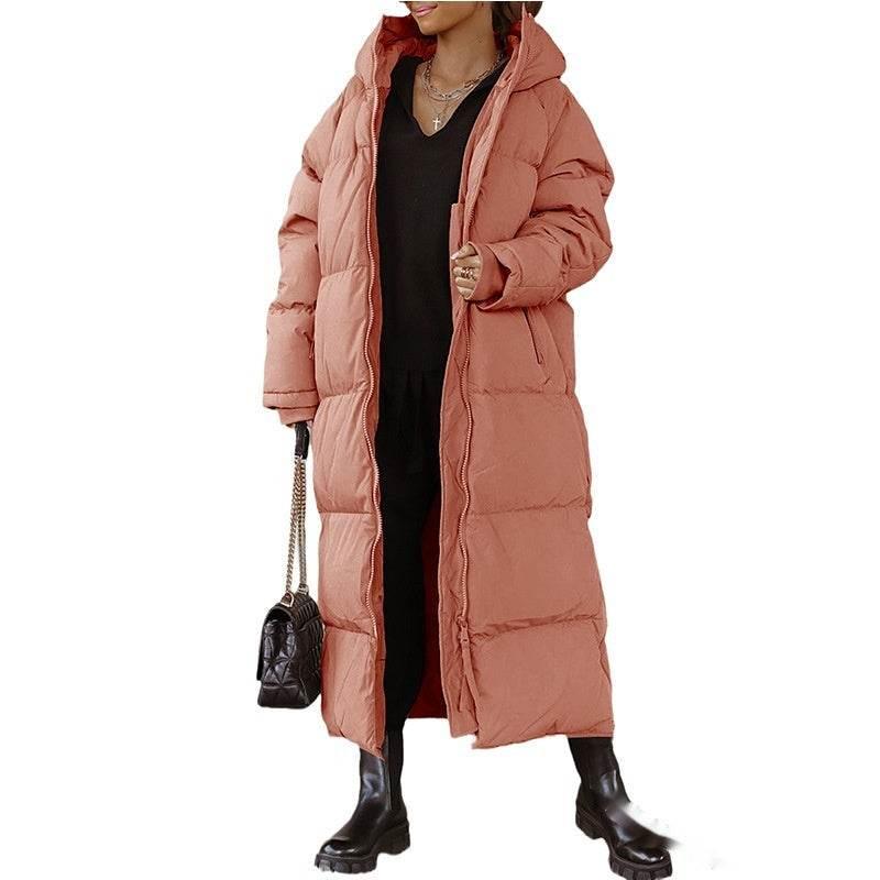 Hooded Long Casual Zip Coat – Stylish Women's Outerwear - ZA-Zola